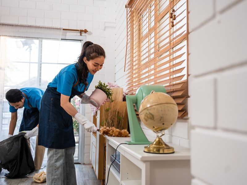 Deep cleaning service scrubbing a kitchen in Jacksonville, FL