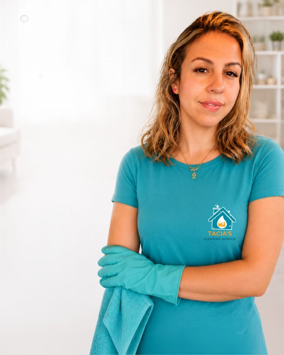 Owner of Tacia's Cleaning Services in branded uniform, ready to clean homes in Jacksonville, FL